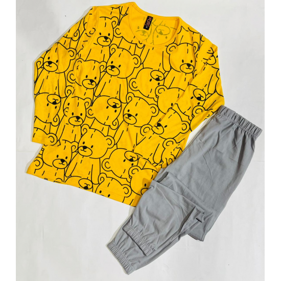 Yellow Grey Bear Ladies NightSuit Yellow Grey Bear Ladies NightSuit