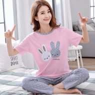 Pink Rabbit Half Sleeves NightSuit