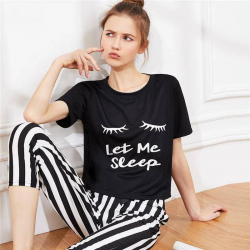 Black Let Me Sleep Ladies NightSuit