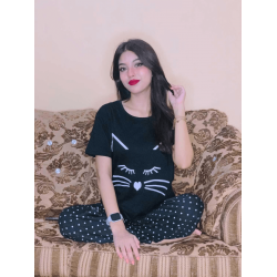 Black Meow Ladies NightSuit