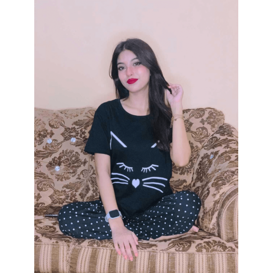 Black Meow Ladies NightSuit