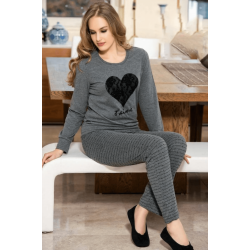 Grey Black Heart Ladies NightSuit