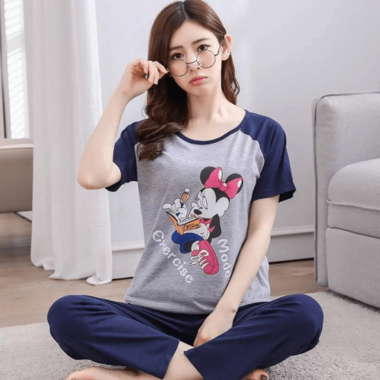 Grey Micky Mouse Ladies NightSuit