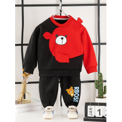 Kids Black and Red Boss Kids Sweatshirt and Pant
