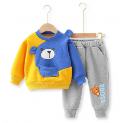 Kids Blue and Yellow Boss Kids Sweatshirt and Pant