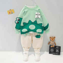 Kids Cute Dino Green Sweatshirt and Pant