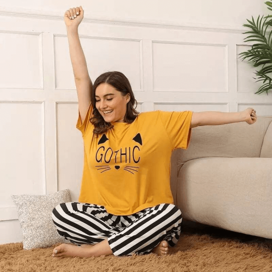 Yellow Gothic Ladies NightSuit