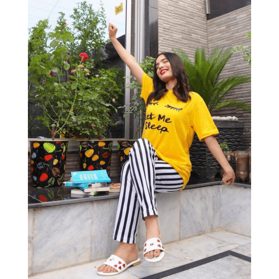 Yellow Let Me Sleep Ladies NightSuit