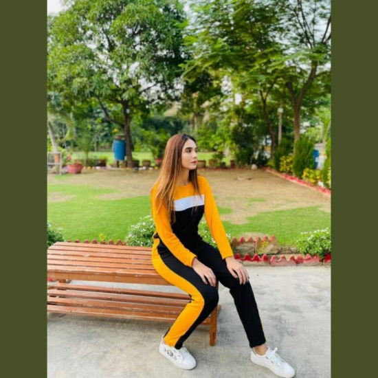 Yellow White Black Stylish Women Track Suit