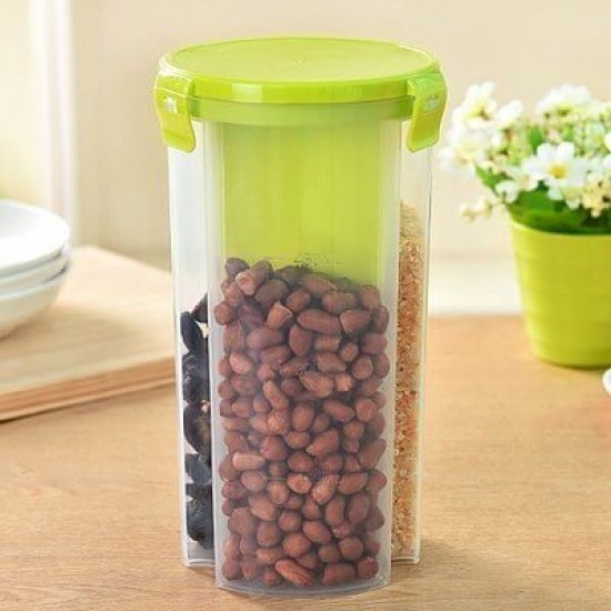 Plastic Food Storage Airtight Triple Partition Jar Large Size