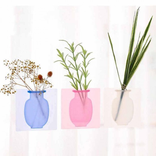 Silicone Sticky Magic Vase Stick On The Wall Flower Pot