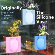 Silicone Sticky Magic Vase Stick on The Wall Flower Pot