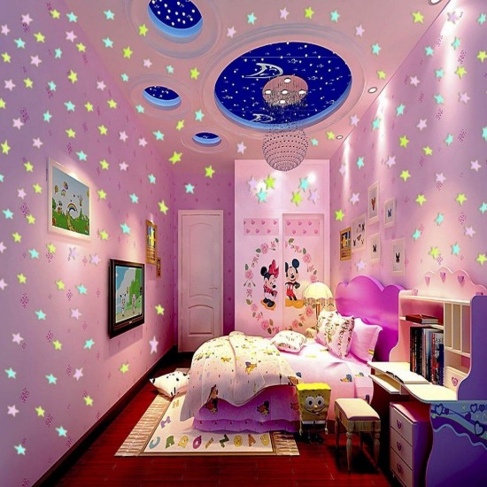 Night Glow Stars for Kids Room Pack of 100