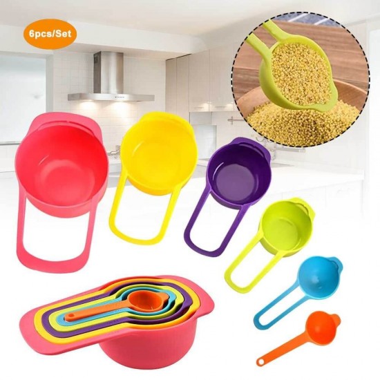 Plastic Measuring Cup Spoon 6 Pcs Set