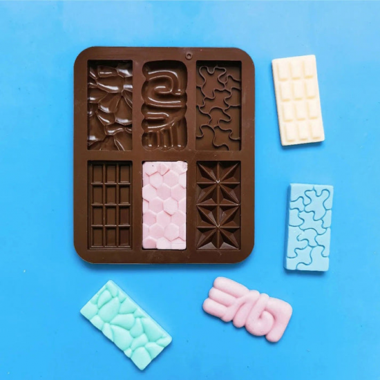 Love and Multi Designs Mini Chocolate Bars Silicone Mold 6 Cavity